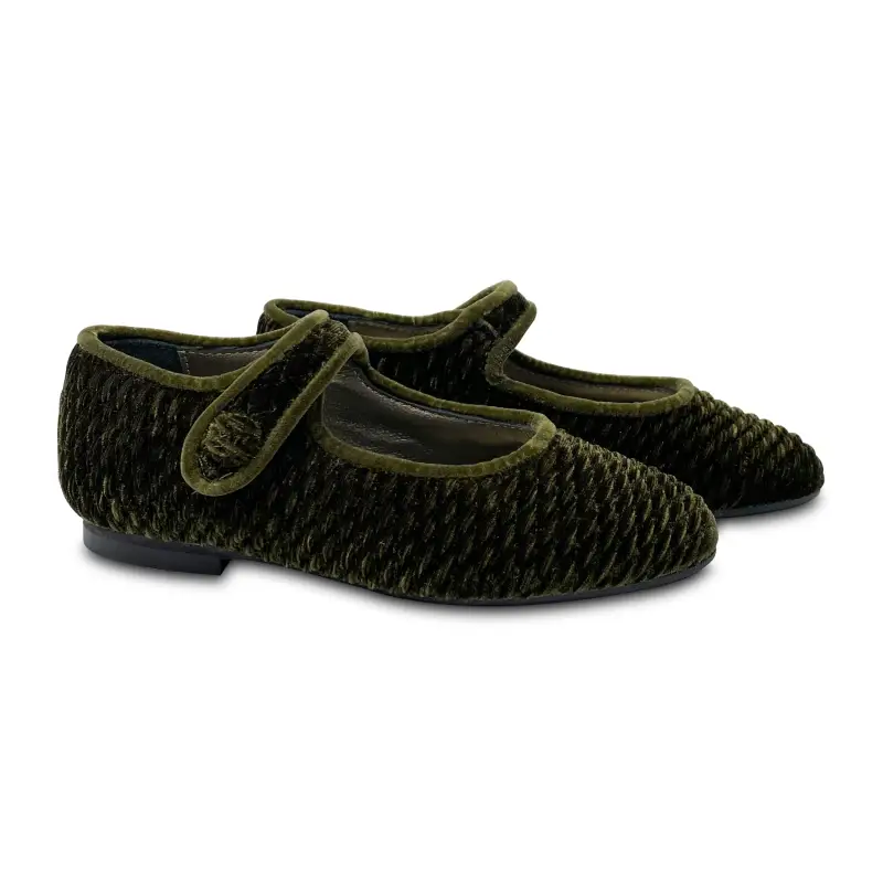 Brunellis Seaweed Green Velvet Mary Jane
