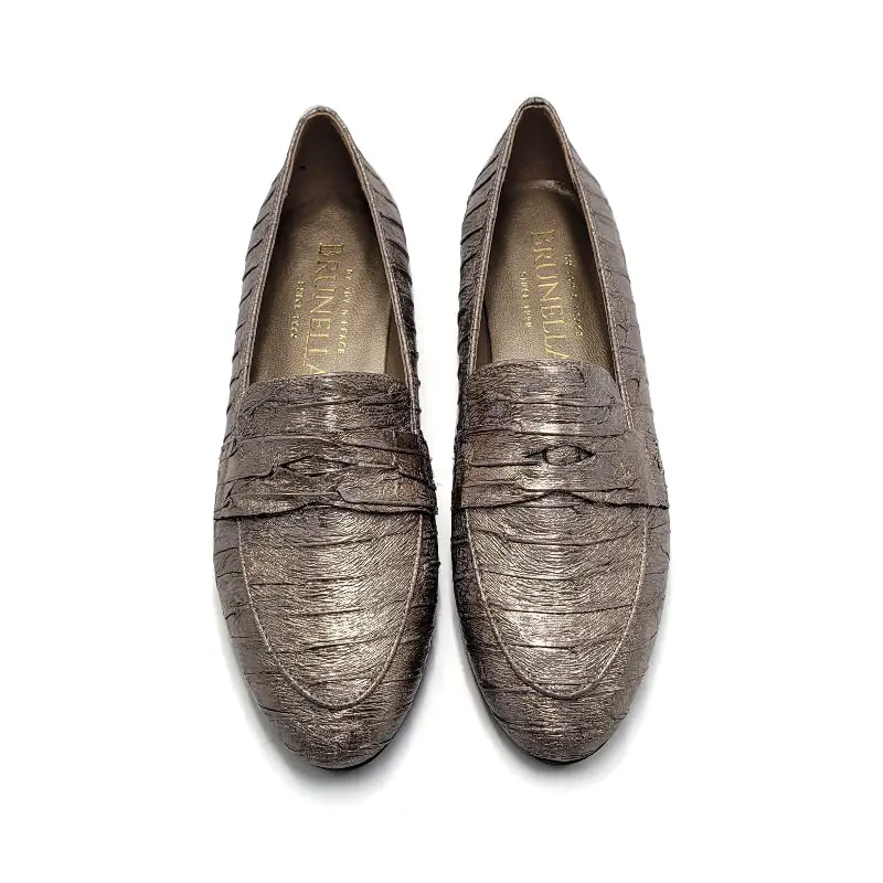 Brunelllis Fossil Grey Metallic Penny Slip on 414 - Image 3