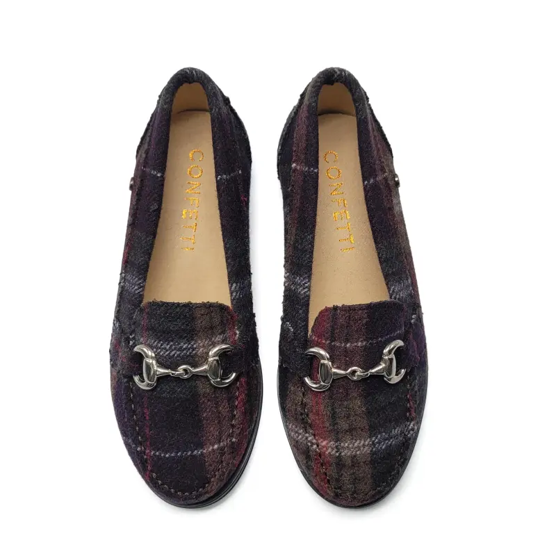 Confetti Burgundy Plaid Chain Loafer - Image 2