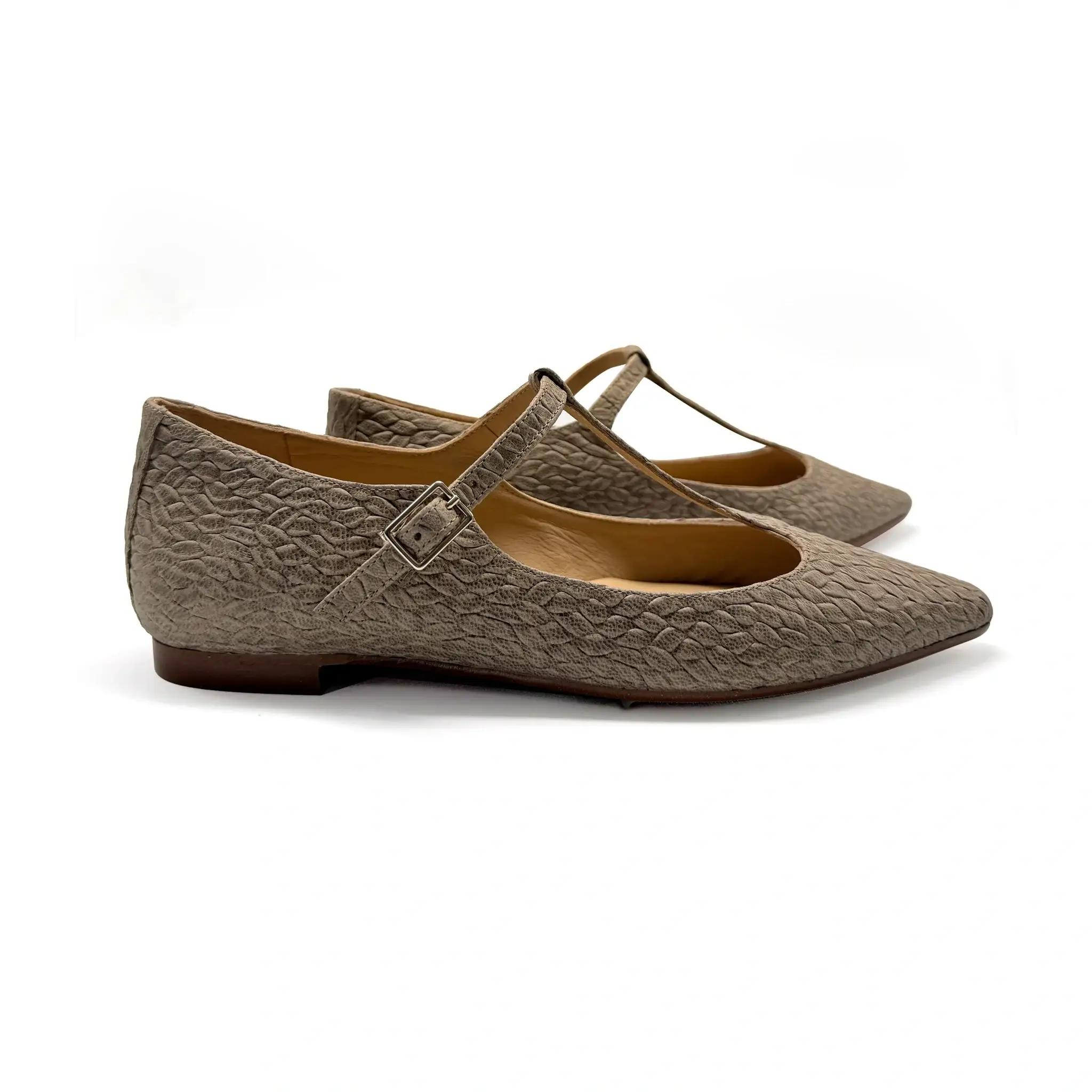 Confetti Clay Woven T-Strap Pointed Mary Jane