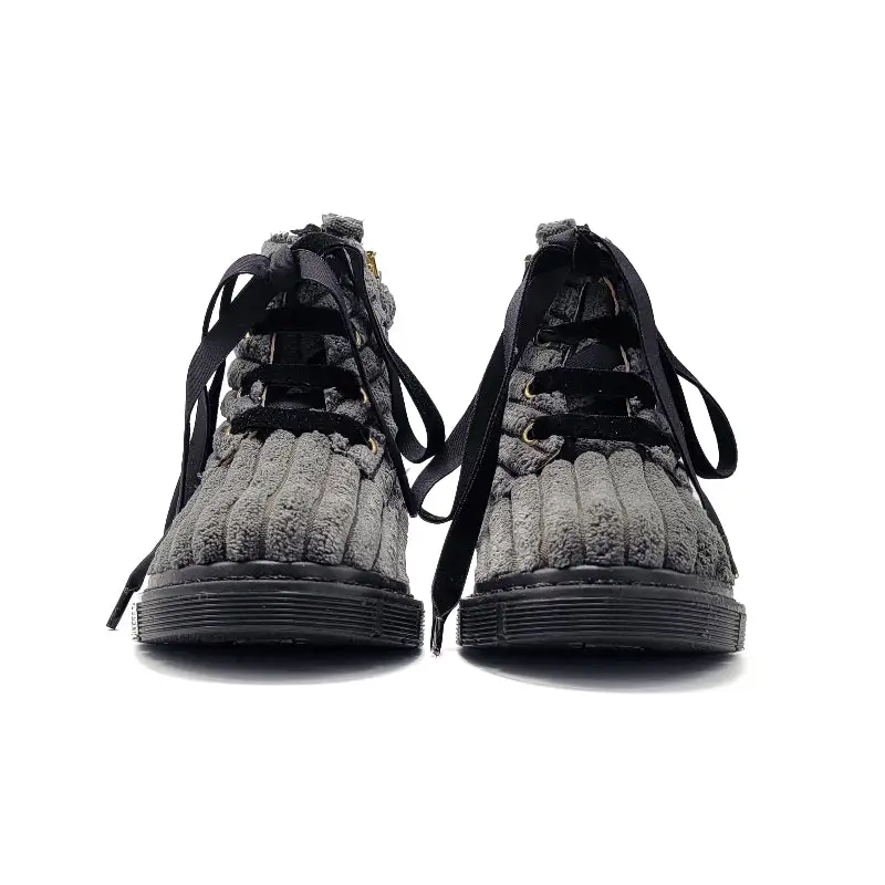 Confetti Grey Ribbed Velvet Bootie 8200 - Image 3