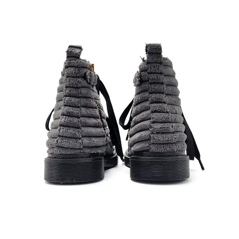 Confetti Grey Ribbed Velvet Bootie 8200 - Image 4