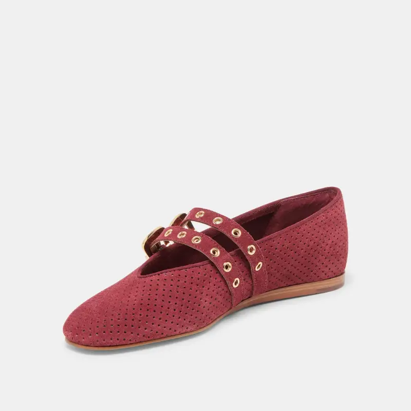 Dolce Vita Baylee Oxblood Perforated Suede Double Strap Mary Jane - Image 8