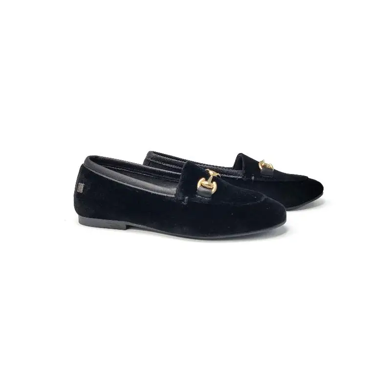 Maria Catalan Black Velvet Chain Loafer