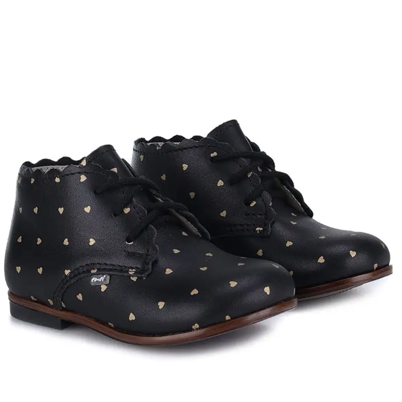 Emel Black Hearts Scallop Toddler Shoe 1440