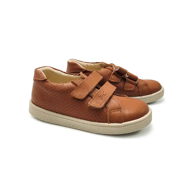 Emel Cognac Perforated Velcro Sneaker