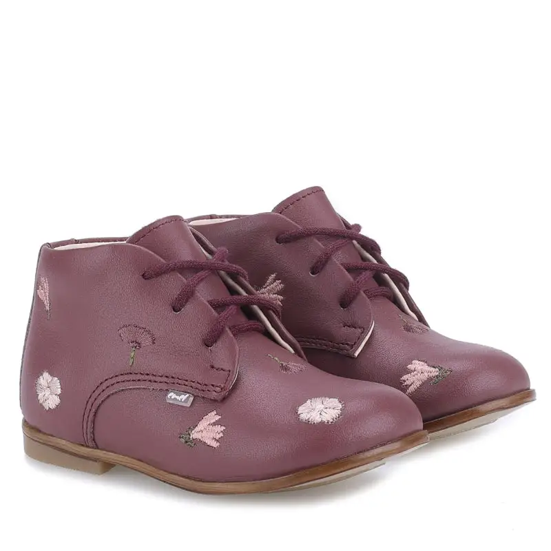 Emel Plum Embroidery Toddler Bootie E1426