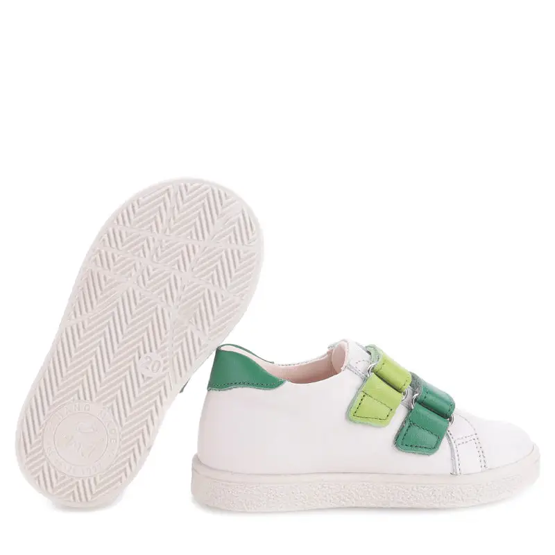 EMEL White & Green White Velcro Sneaker E2740 - Image 2
