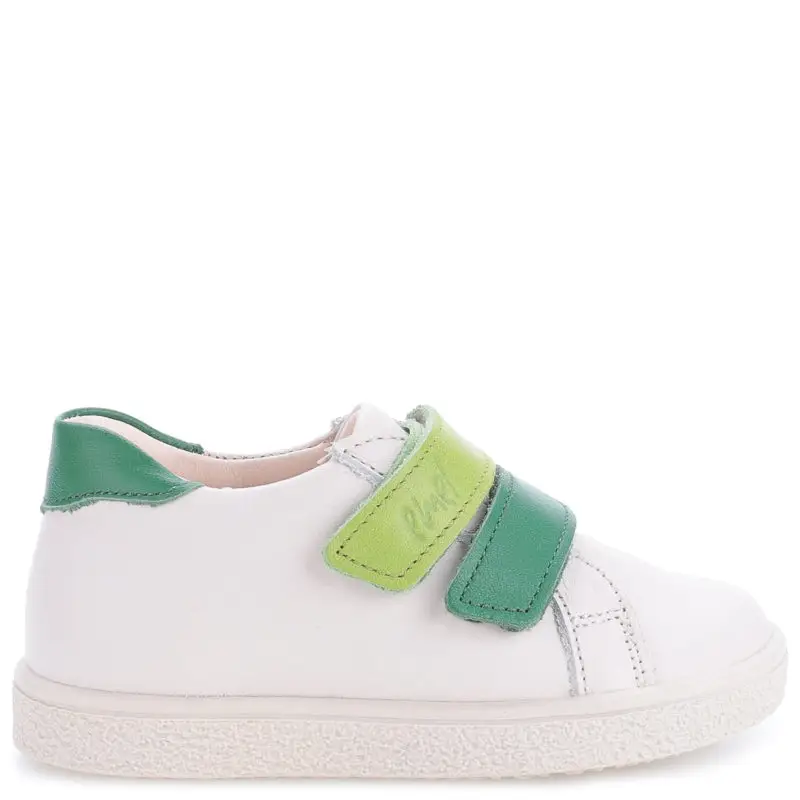 EMEL White & Green White Velcro Sneaker E2740 - Image 4