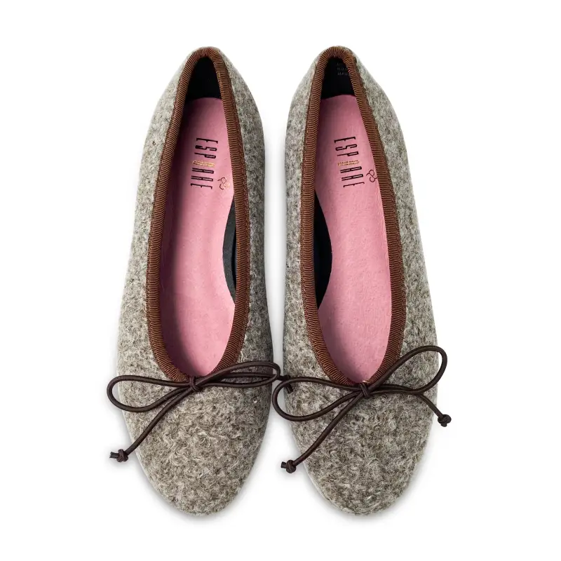 Esporre Mel Brown Grey Shearling Ballet Slip On