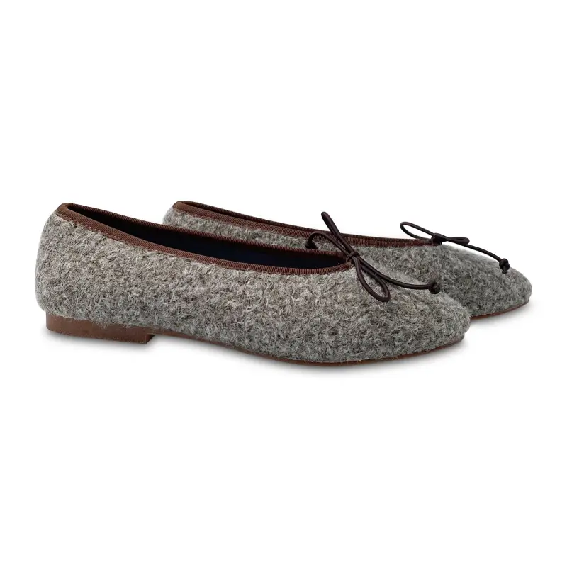 Esporre Mel Brown Grey Shearling Ballet Slip On - Image 2