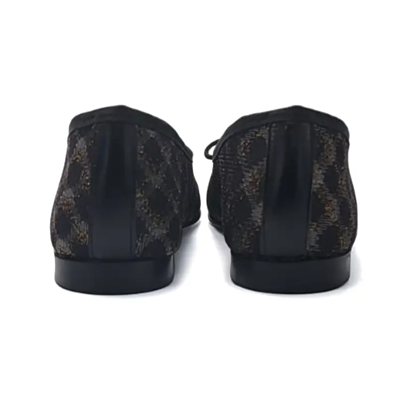 Geppettos Abby Black Gold Lattice Ballet Flat - Image 3