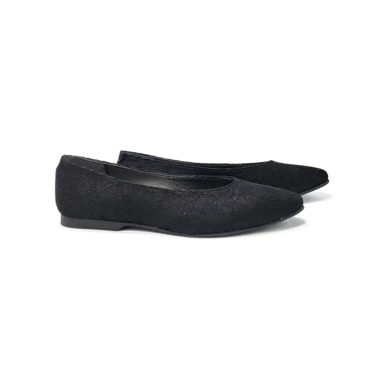Geppettos Black Shimmer Corduroy Pointed Ballet - Image 2