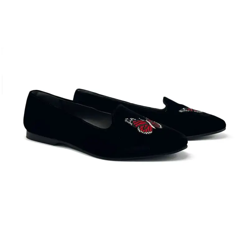 Geppettos Black Velvet Butterfly Slip On - Image 2
