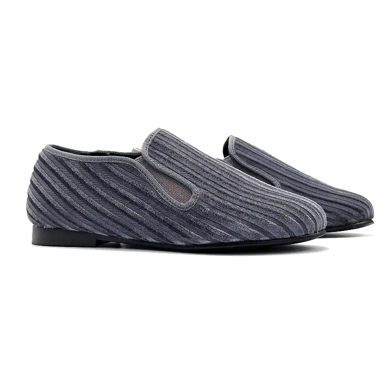 Geppettos Slate Grey/Blue Velvet Smoking Slip On 138507B