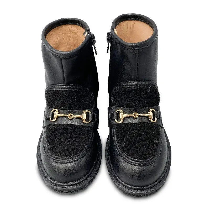 Gufanpei  Black Shearling Buckle Bootie - Image 2