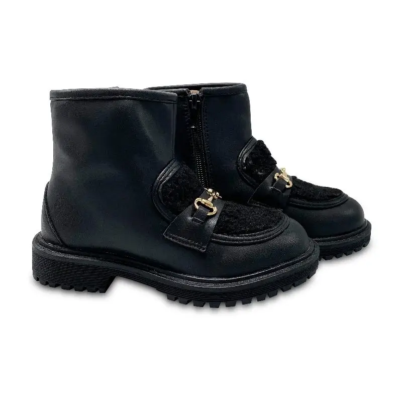 Gufanpei  Black Shearling Buckle Bootie - Image 3