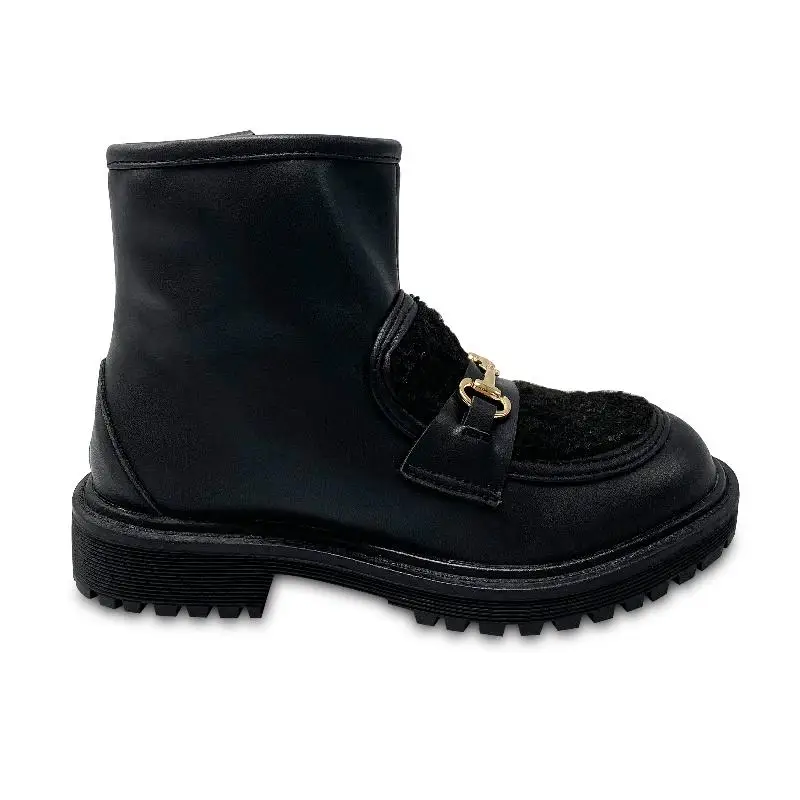 Gufanpei  Black Shearling Buckle Bootie - Image 4