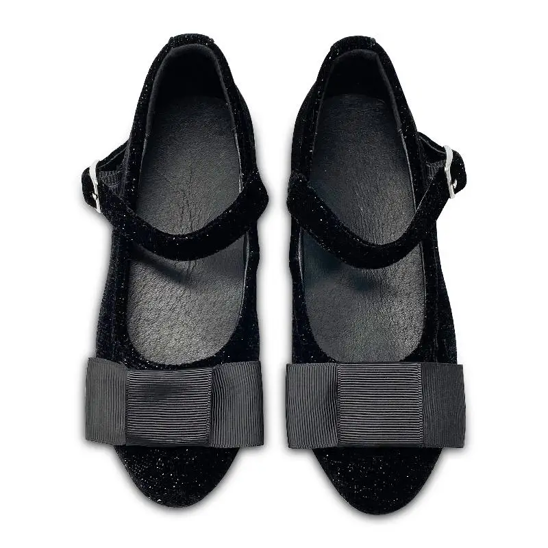 Gufanpei Black Velvet Sparkle Mary Jane - Image 3