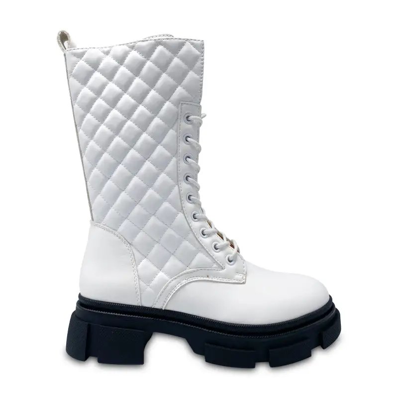 Henry Ferrara White Quilt Chunky Bootie - Image 3