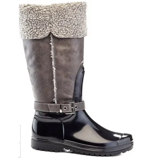 Henry Ferrera Grey Shearling Faux Fur Lined Rain Boot