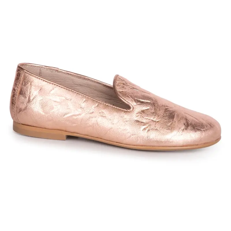 Hoo Rose Gold Crinkle Slip On Loafer