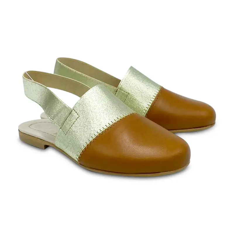 HOO Tan and Gold Elastic Slingback - Image 2