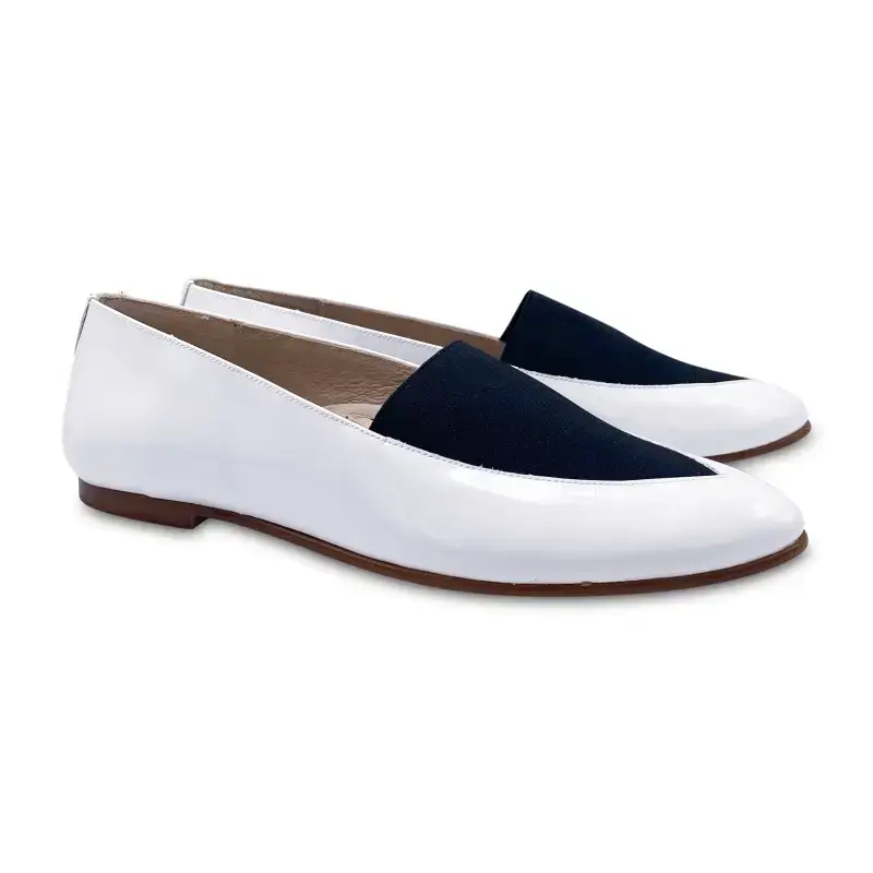 HOO White Patent Leather Elastic Slip on 2430