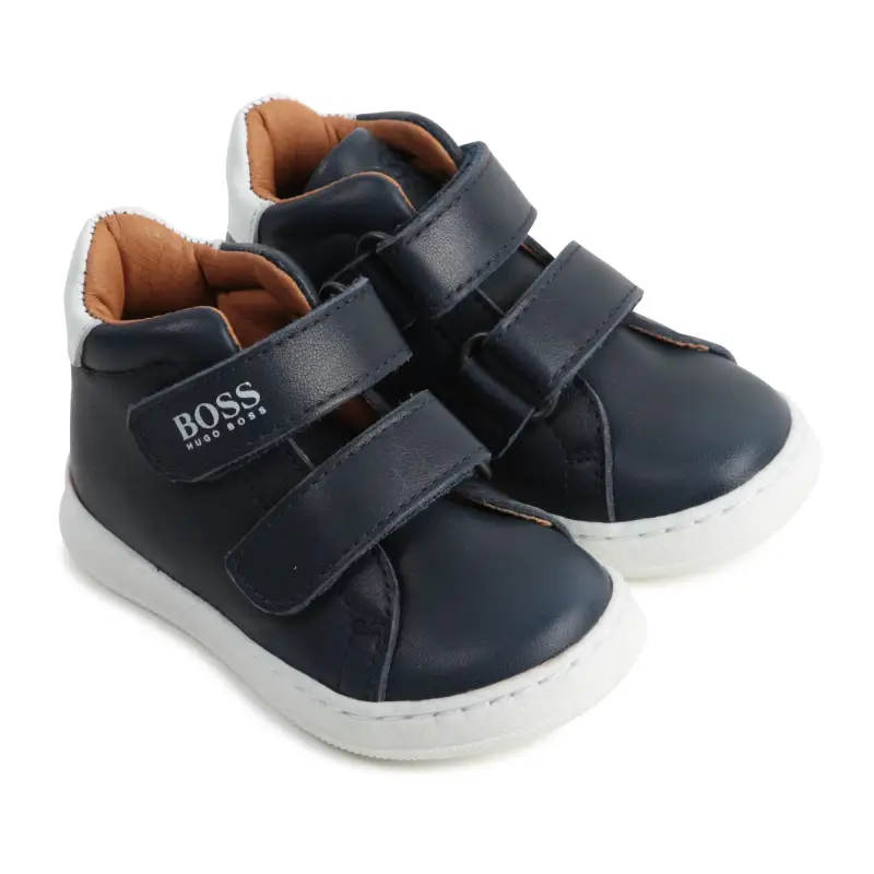 Hugo Boss Navy Blue High Top Velcro Trainers - Image 3