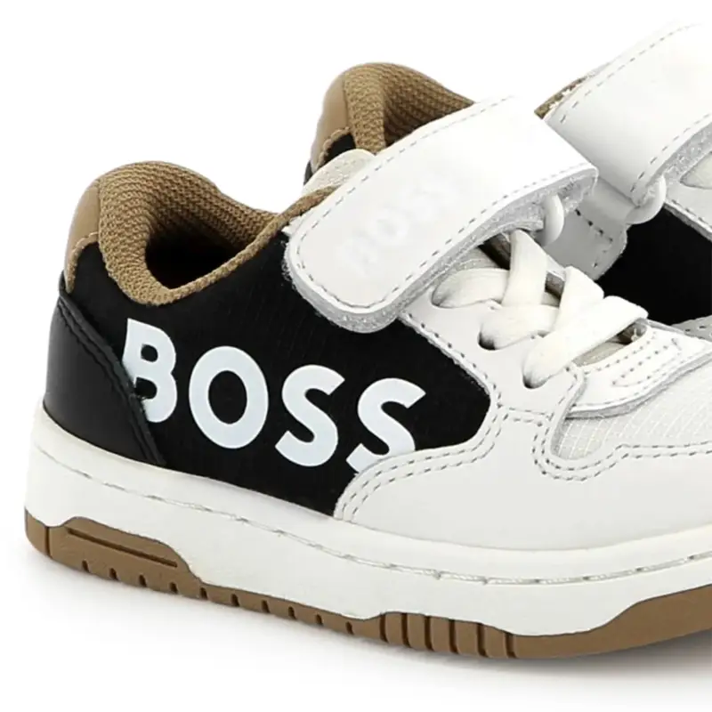 Hugo Boss White Black Camel Velcro Sneaker - Image 3