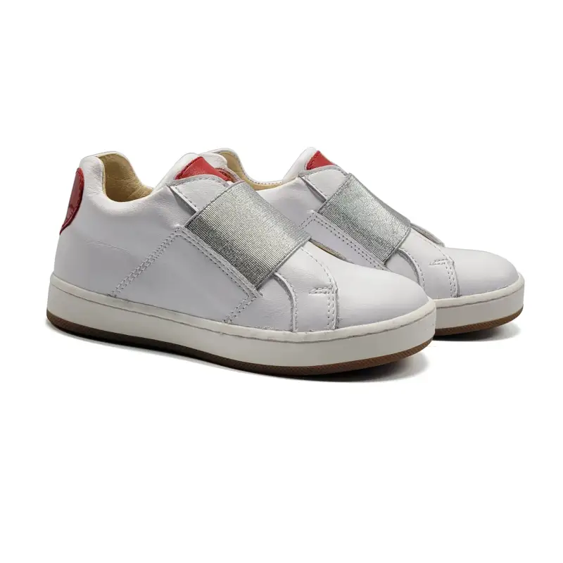Jolee BSNK White Silver Heart Slip on Sneaker