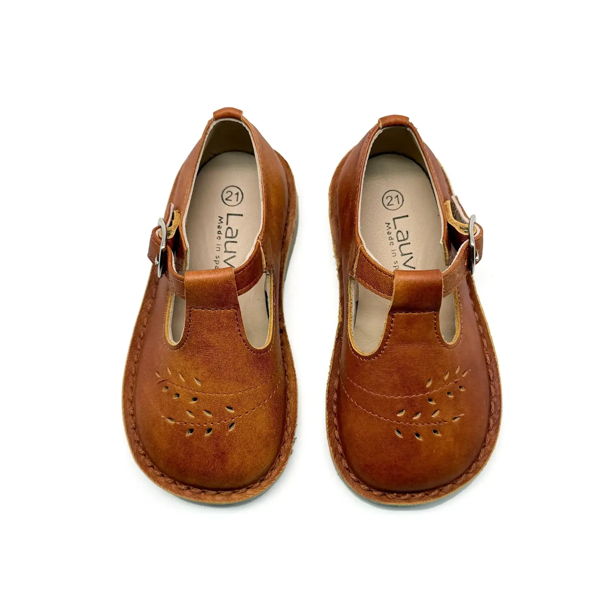 Lauve Camile Natural Cognac T-Strap - Image 3