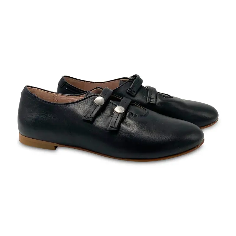 LMDI Black Double Strap Oxford