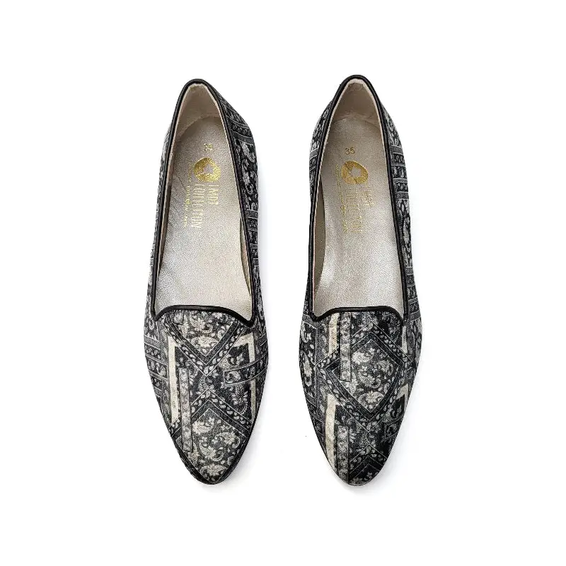 LMDI Black Paisley Design Slip On Pointed Dress Shoe - Image 2