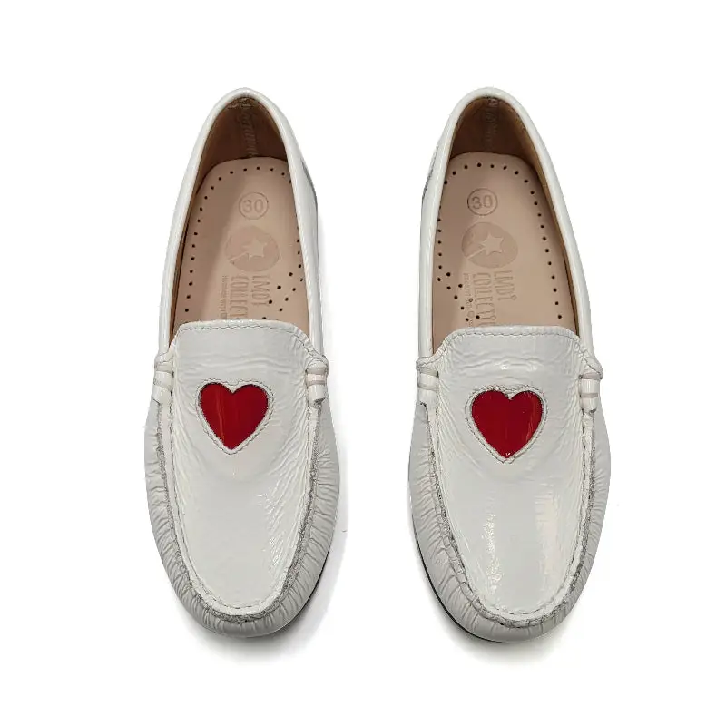 LMDI White Heart Patent Leather Loafer - Image 2