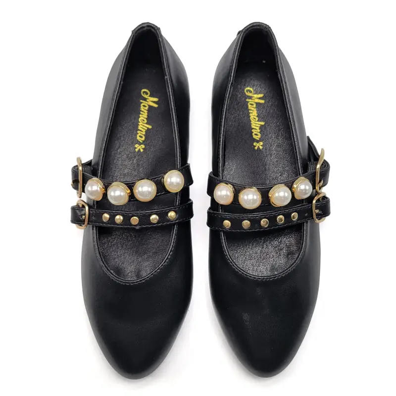 Mamelina Black Leather Embellishment Mary Jane - Image 2
