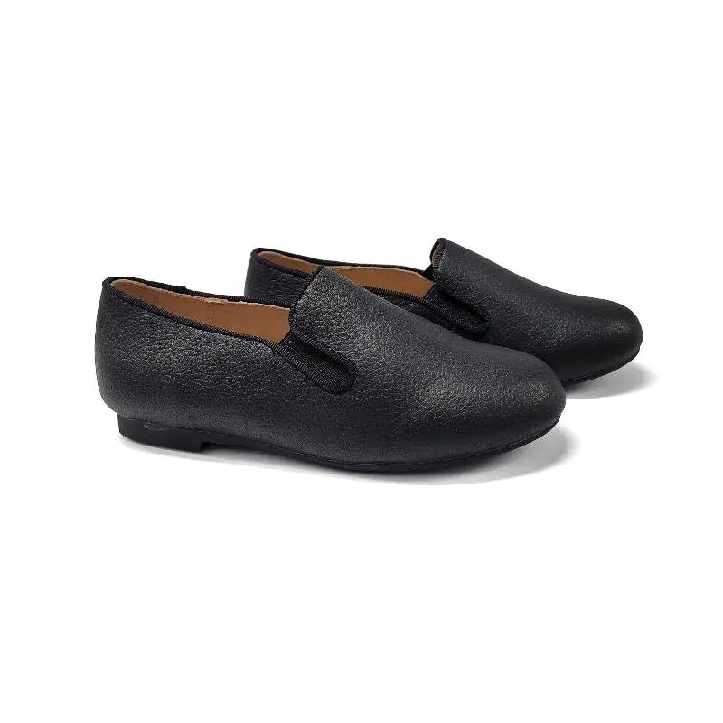 Mamelina Black Pebbled Smoking Slip On 0311
