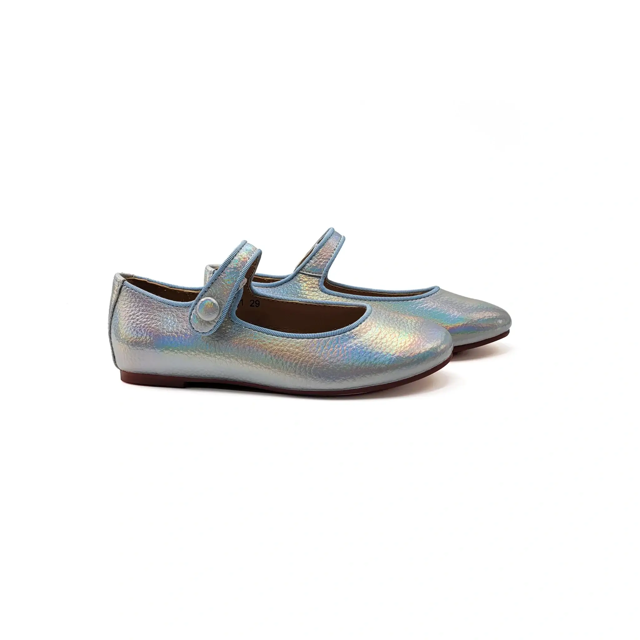 Mamelina Blue Iridescent Silver Mary Jane