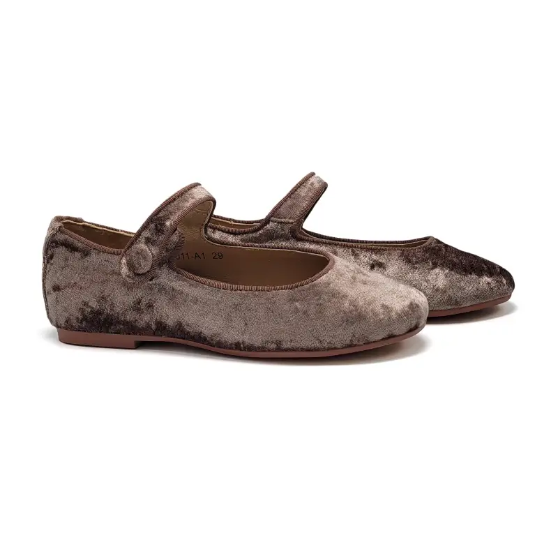 Mamelina Chestnut Brown Velvet Mary Jane