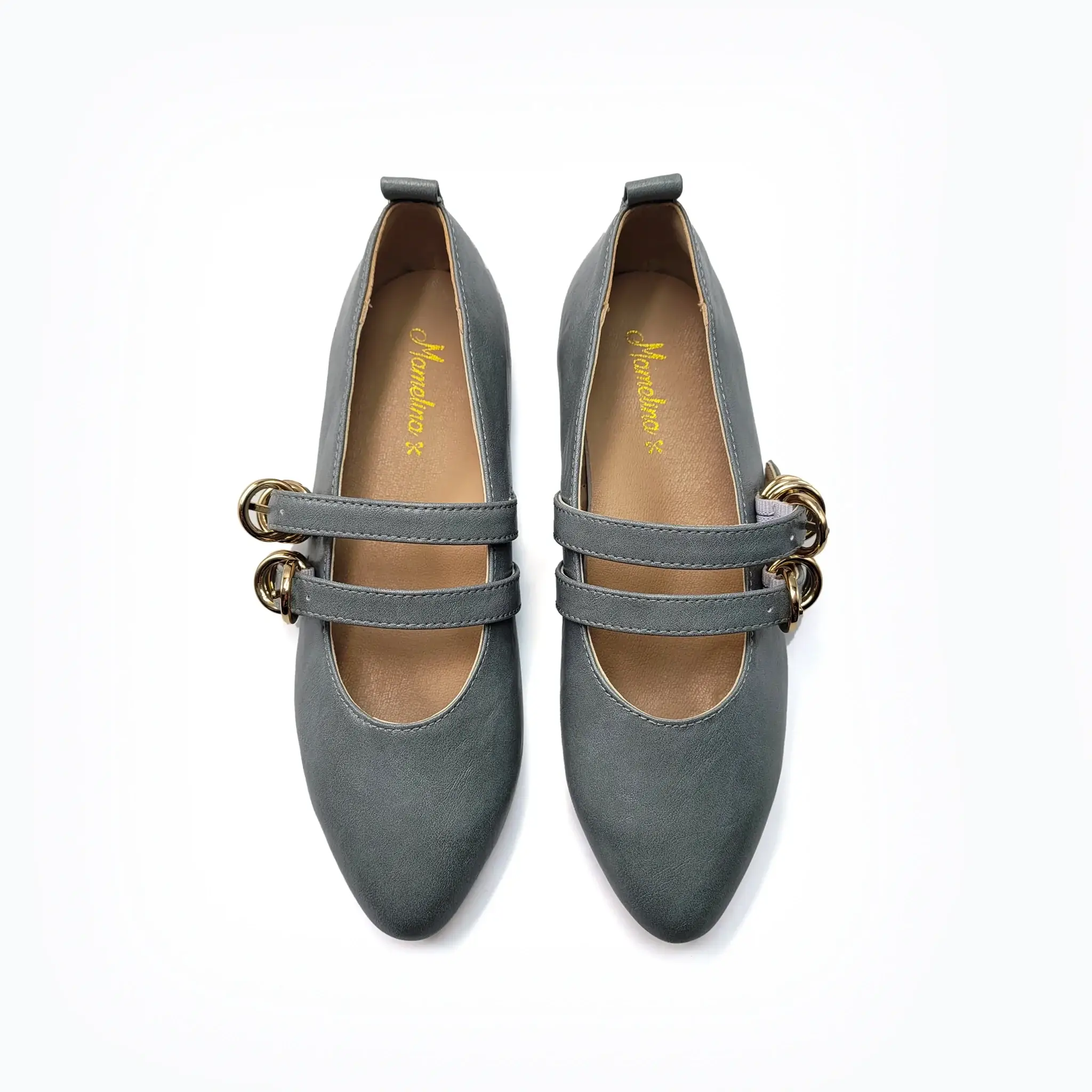 Mamelina Dusty Blue Leather Double Strap Mary Jane - Image 2