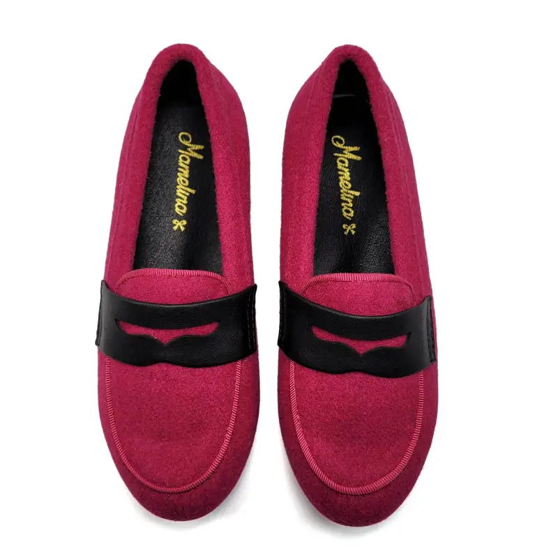 Mamelina Fuschia Pink Flannel Slip On Loafer - Image 2
