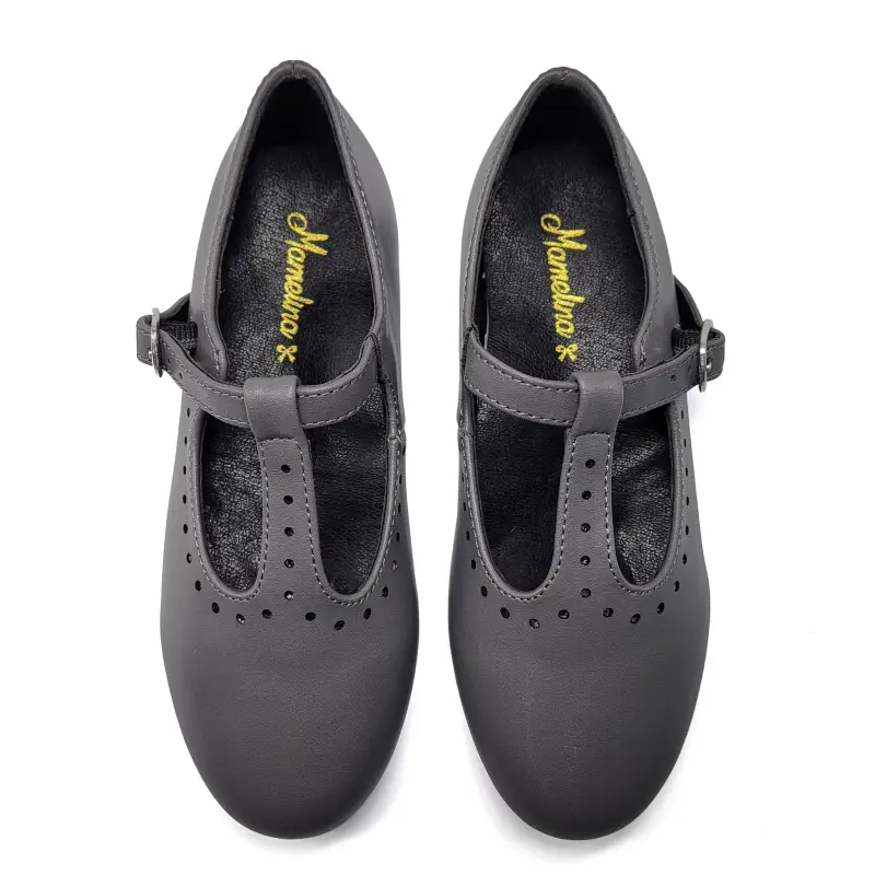 Mamelina Grey Leather T-Strap - Image 2