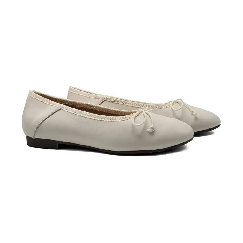 Mamelina Ivory Bow Ballet Flat