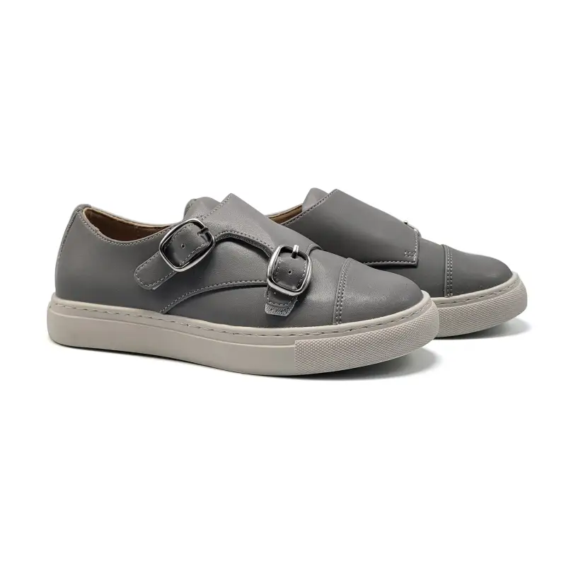 Mamelina Light Grey Monk Strap Sneaker