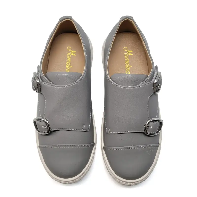 Mamelina Light Grey Monk Strap Sneaker - Image 2