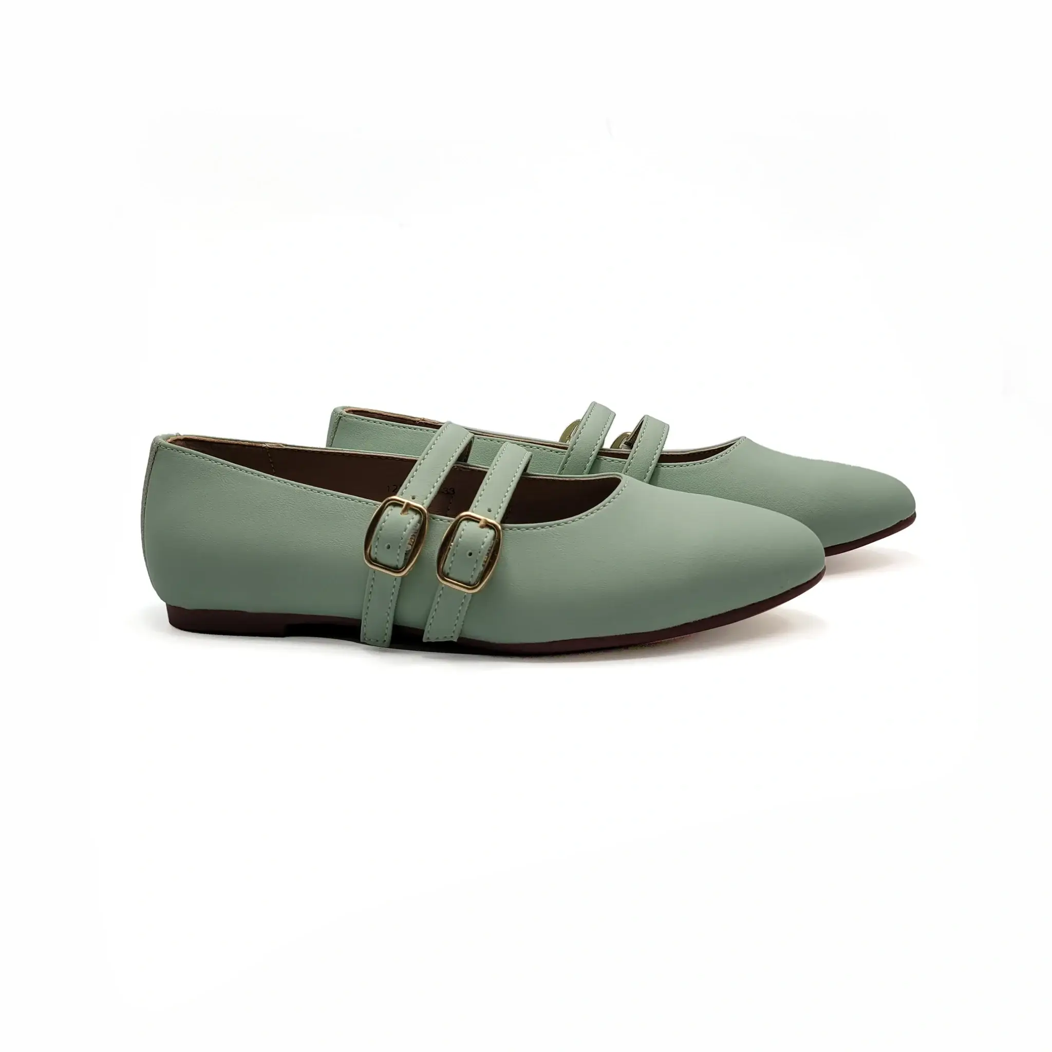 Mamelina Mint Leather Double Strap Mary Jane