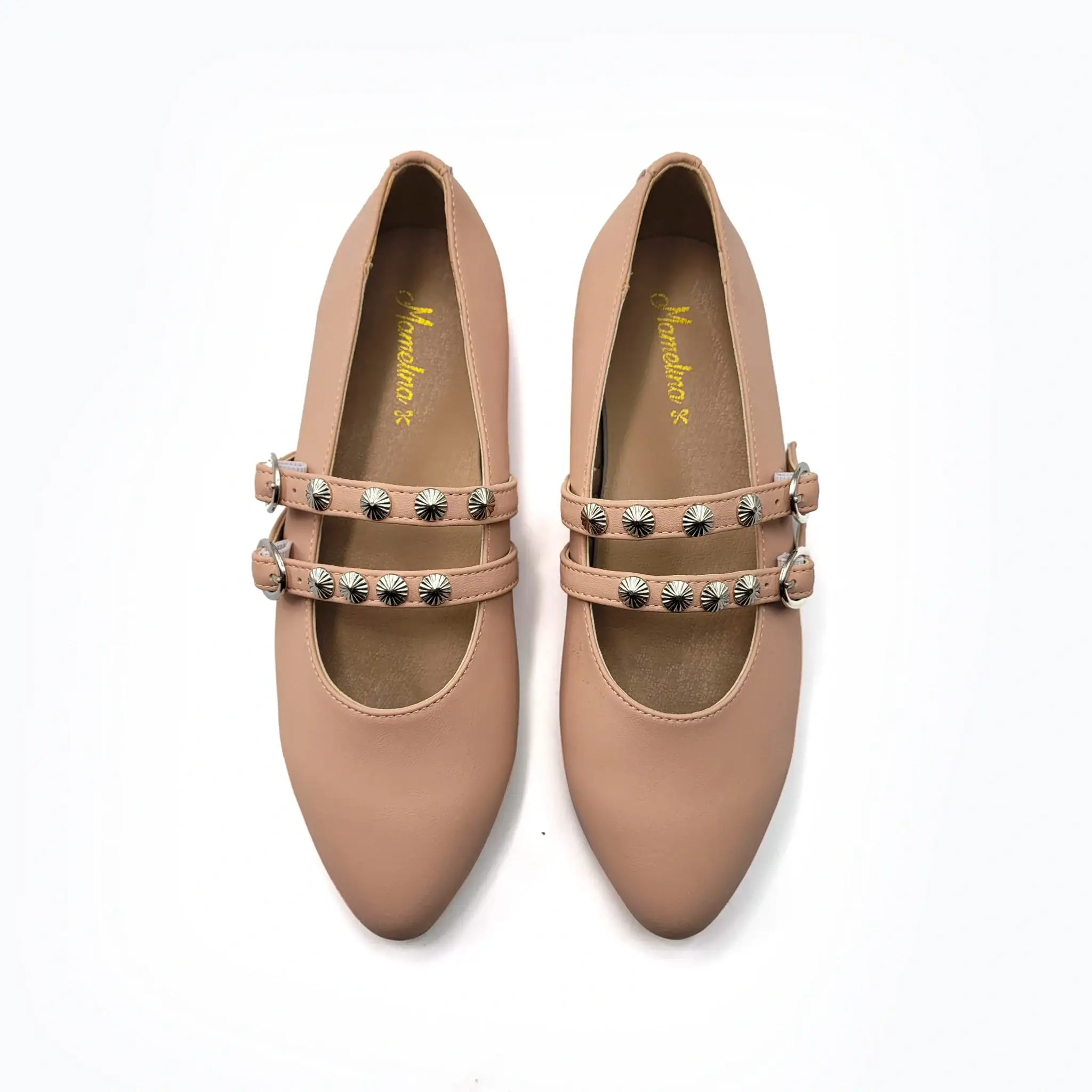 Mamelina Pink Leather Embellishment Double Strap Mary Jane - Image 2