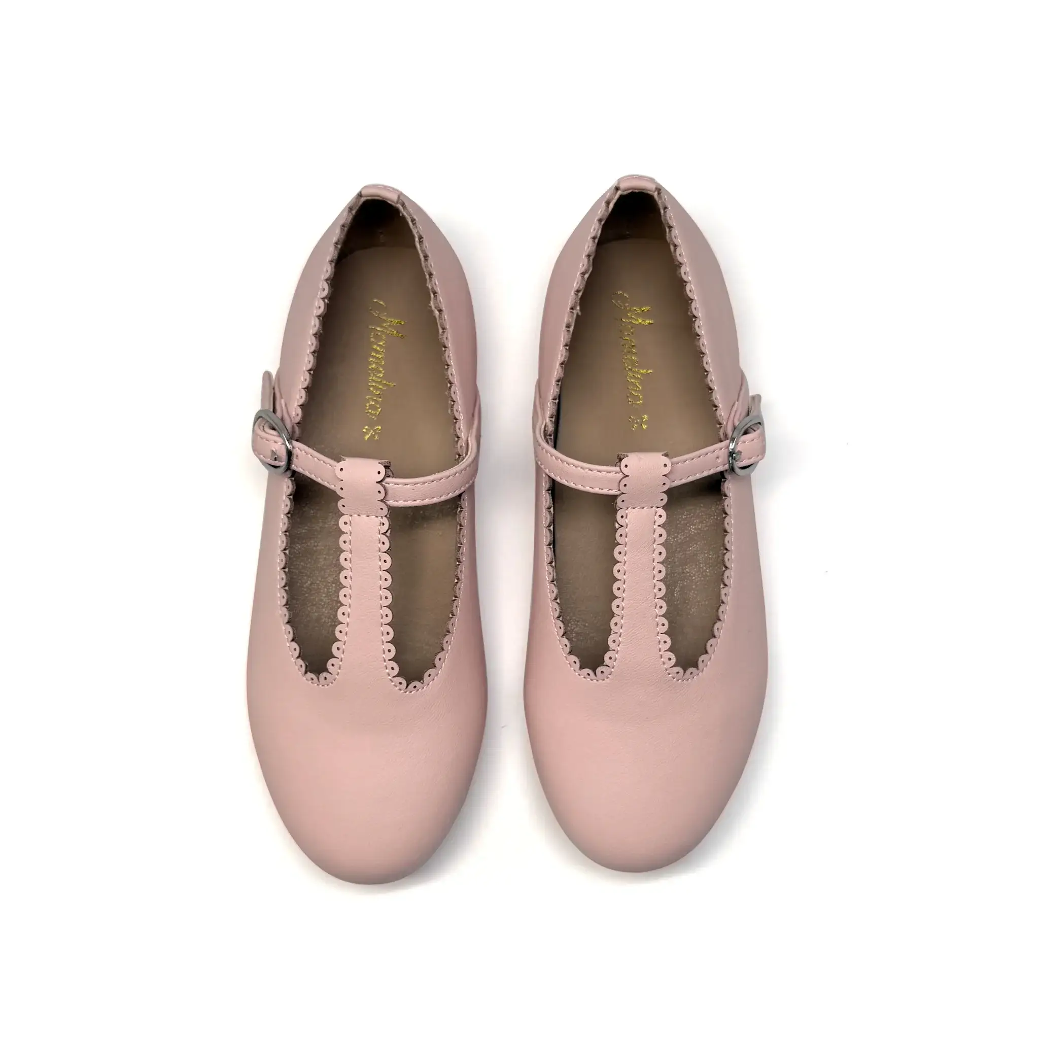 Mamelina Pink Leather Scalloped T-Strap - Image 2