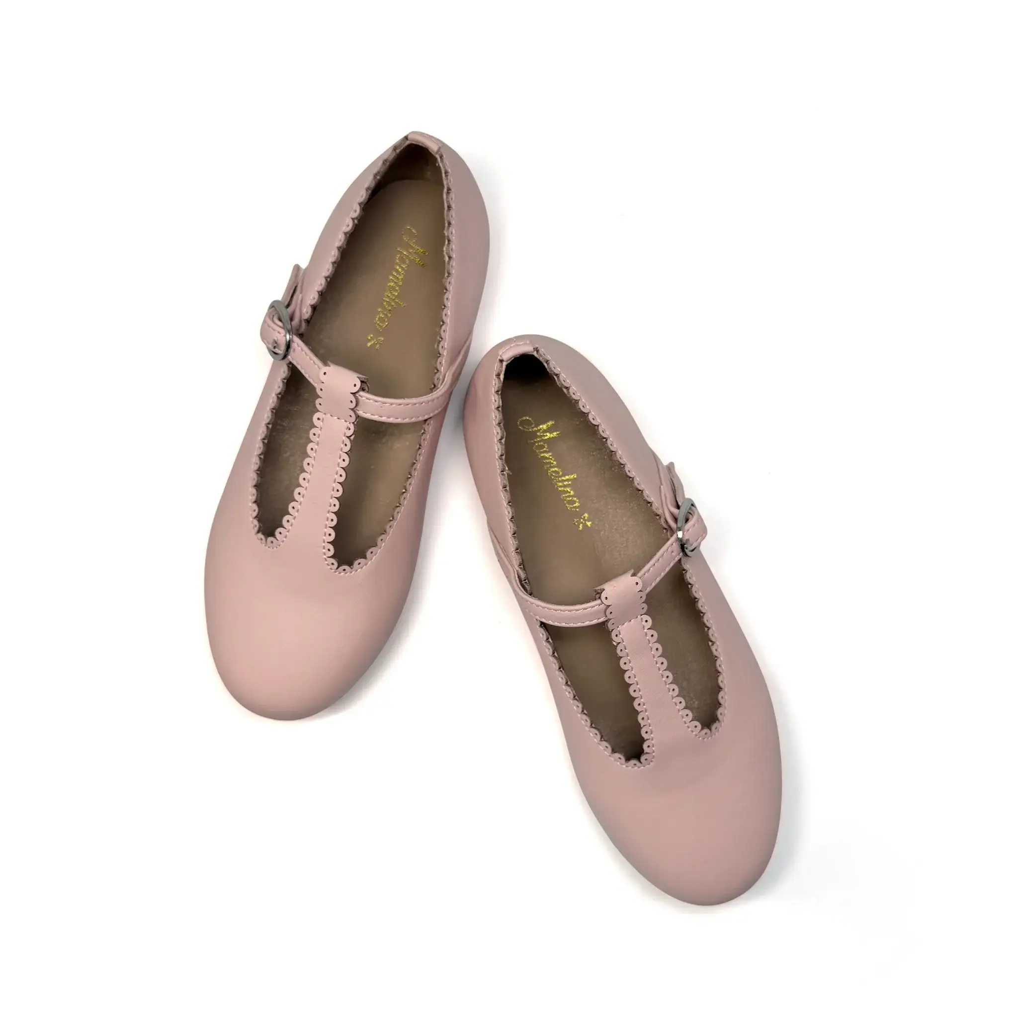 Mamelina Pink Leather Scalloped T-Strap - Image 3