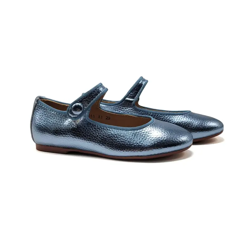 Mamelina Shiny Blue Metallic Mary Jane